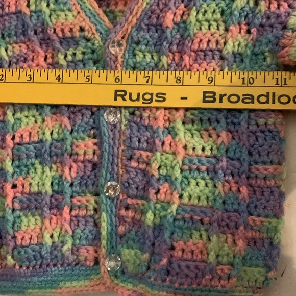 OOAK Hand Crochet sweater 12-18 mo - Picture 5 of 8